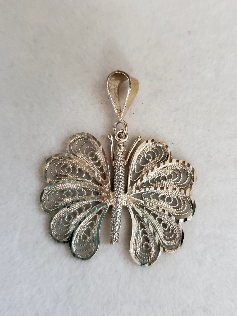 Vintage Turkish Sterling Silver 925 Filigree Butterfly Pendant • 2.94 g